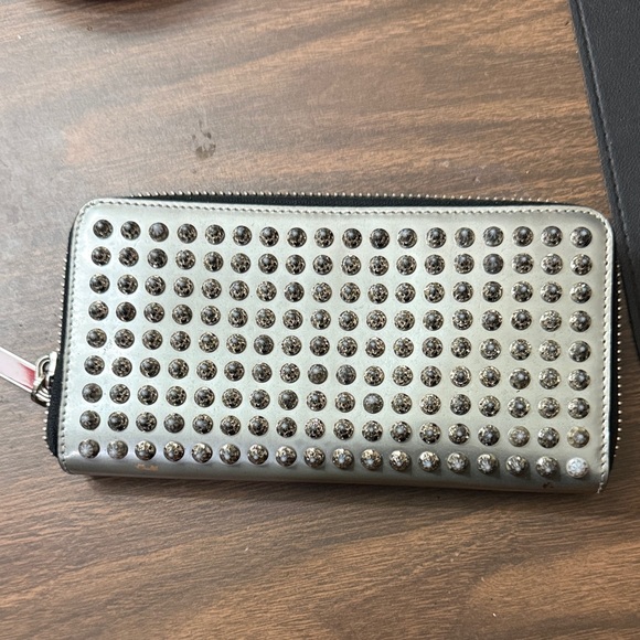 Christian Louboutin Gray Studded Wallet - Picture 1 of 5